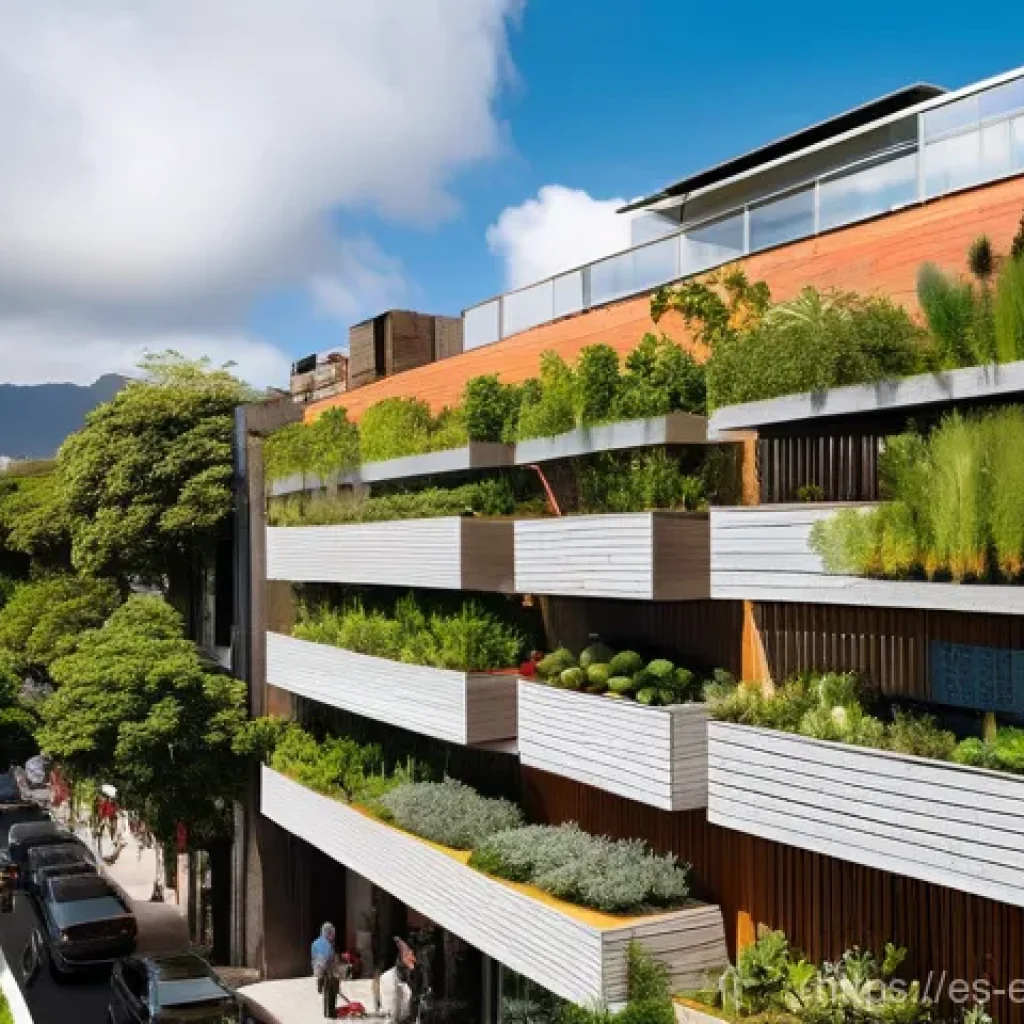 환경보호 관련 산업 변화와 전망 - **Prompt:** "A vibrant, sunny street scene in a modern Latin American city, featuring a family on th...