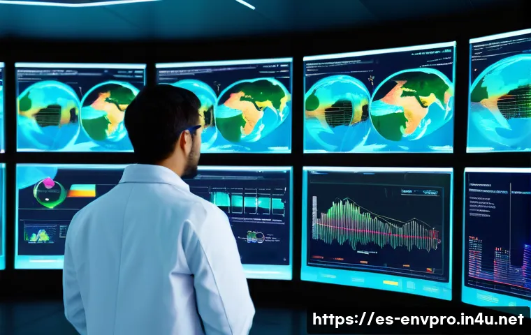 환경 데이터 분석 방법 - **Prompt 1: Visualizing Earth's Pulse Through Data**
    "A vibrant, high-definition digital paintin...