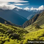 환경보호전문가 학술 논문 리뷰 - "A serene and majestic Andean landscape featuring a dense, ancient Polylepis forest. Indigenous peop...