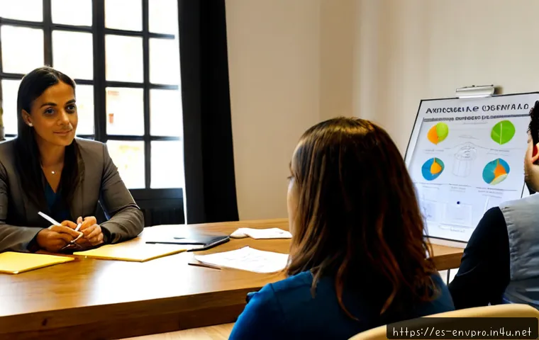 Home 17 환경보호 전문가의 회의록 작성 팁 - Photorealistic environmental consultant leading a meeting-minutes workshop in a sunlit Madrid office...